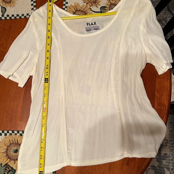 FLAX Linen, white, sheer, short-sleeved tunic top - Picture 9 of 9